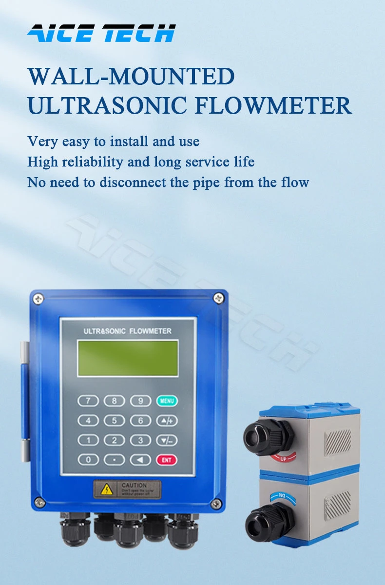 Aice Tech Ultrasonic Transducers Clamp-on Type Wall Mounted Flow Meter